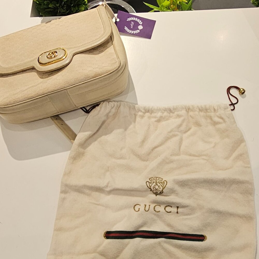 Vintage Gucci Medium Cream Shoulder Bag - Picture 2 of 7